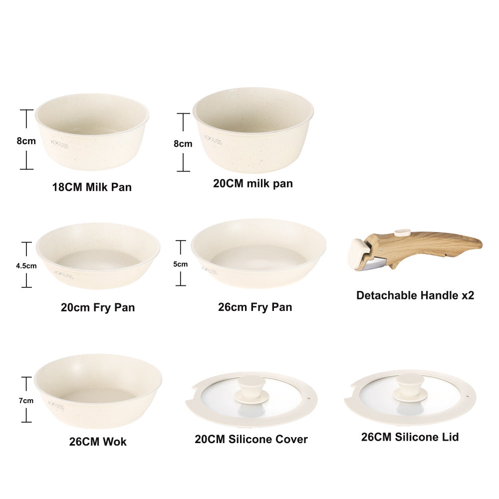 ACL Household Detachable Set Pot Non-Stick Pot Nine-Piece Frying Pan Soup Pot Frying Pan Induction Cooker Gas Universal - 图片 8